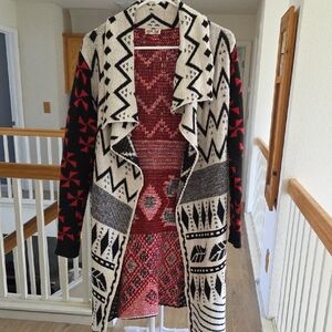 Woven Heart Knit wear Geometric Cardigan Size Small Oversized